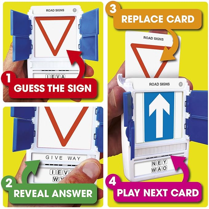 100 PICS Road Signs Travel Game - Traffic Sign Flash Cards, Helps Learn DVLA Highway Code - Theory Driving Test UK