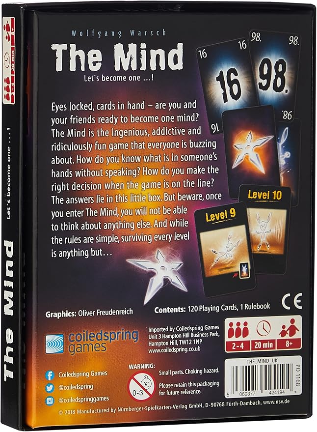 Asmodée NSV Age 8+ | The Mind UK version | Card Game | Ages 8+ | 2-4 Players | 20 Minutes Playing Time