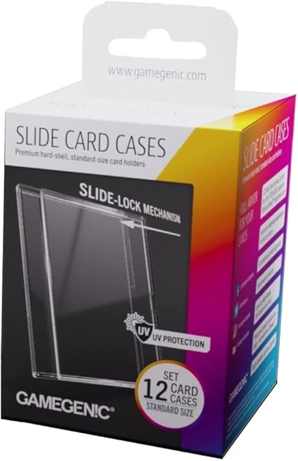 Slide Card Cases - Premium Hard-Shell Card Holders with Innovative Slide-Lock Mechanism 12 Pack , Designed for Standard Sized Trading Cards, Great for LCGs and TCGS, Made by Gamegenic