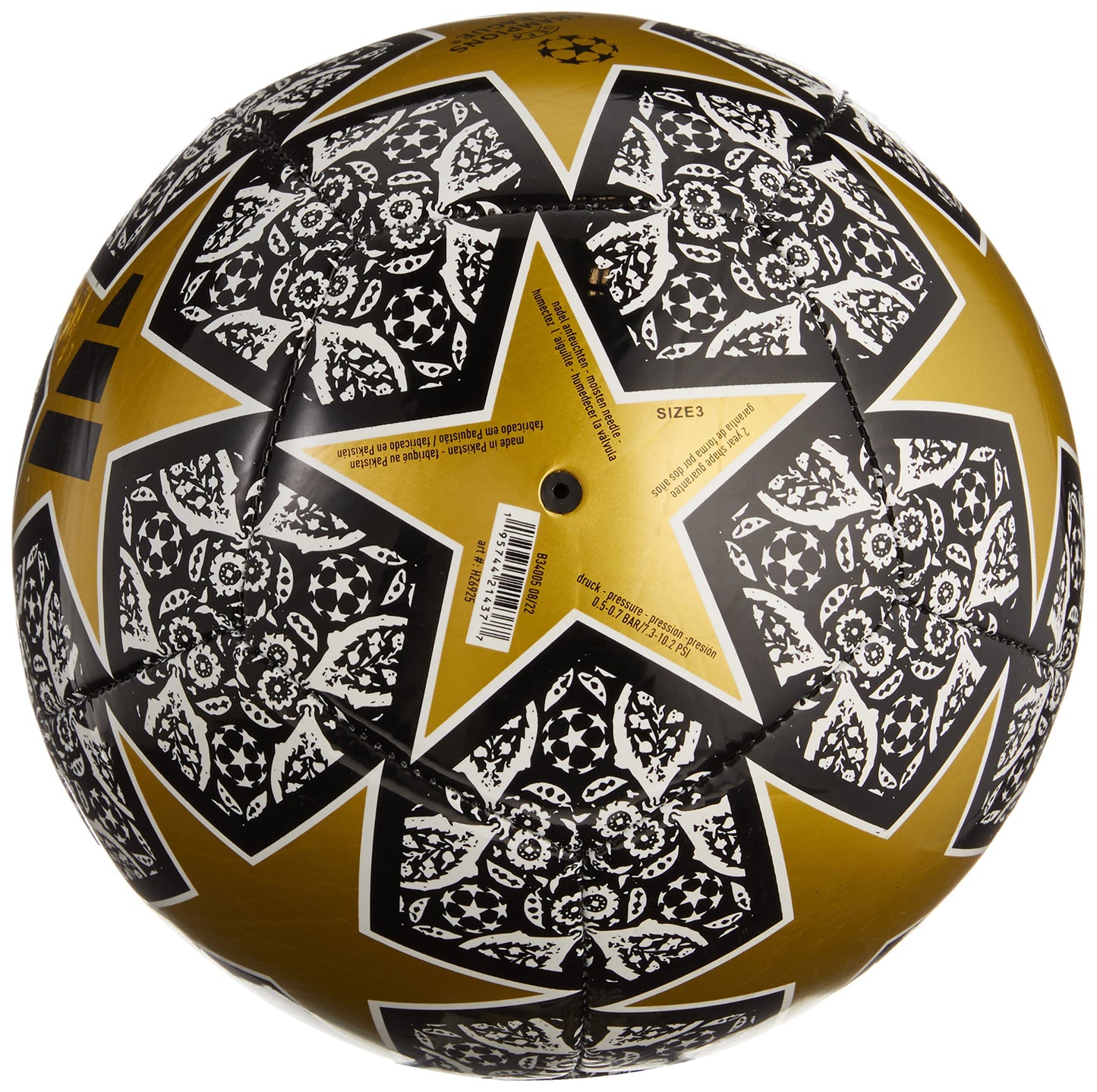 Adidas Football Ball Champions League - Gold, Black & White Star Design | Size 5