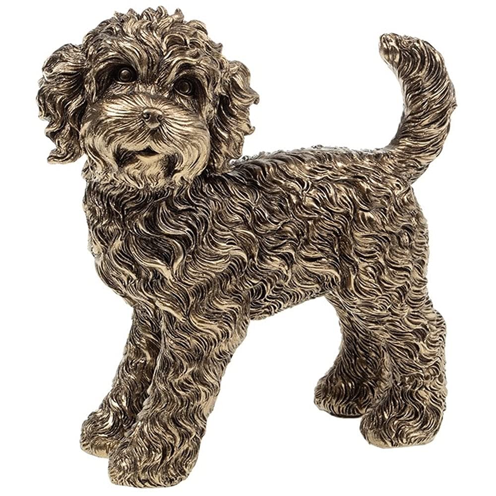 Cockapoo Standing Large Dog Bronze Resin Figurine