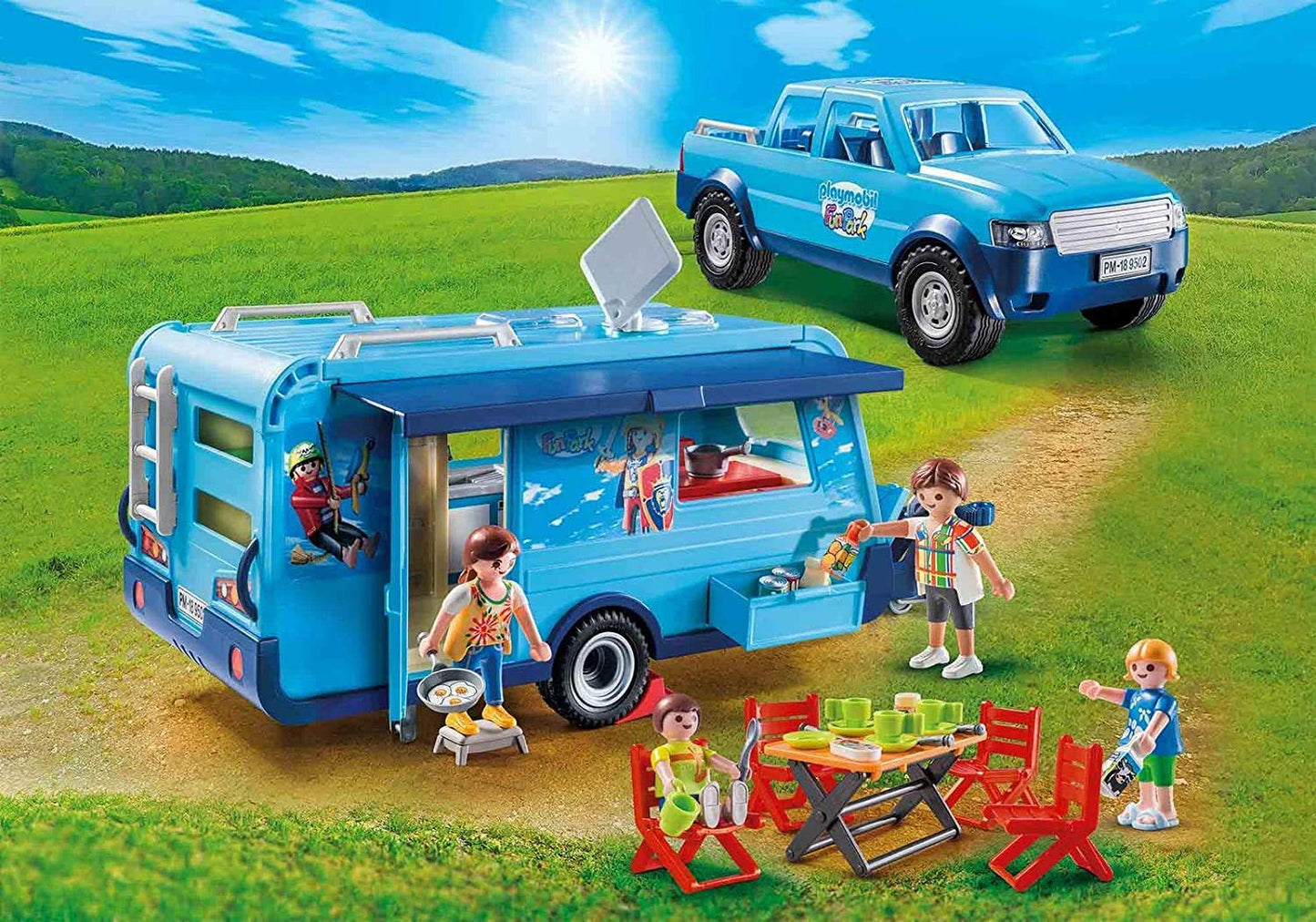 Playmobil 9502 FunPark Holiday Pickup with Camper Caravan and Truck