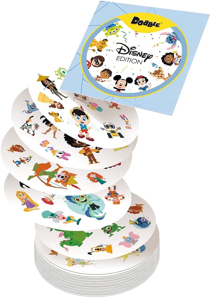 Zygomatic Dobble Disney Edition, Aktions- und Reflexionskarten für Erwachsene und Kinder, ab 6 Jahren, 2 bis 8 Spieler, 15 Minuten pro Spiel, mehrsprachig – Spanisch