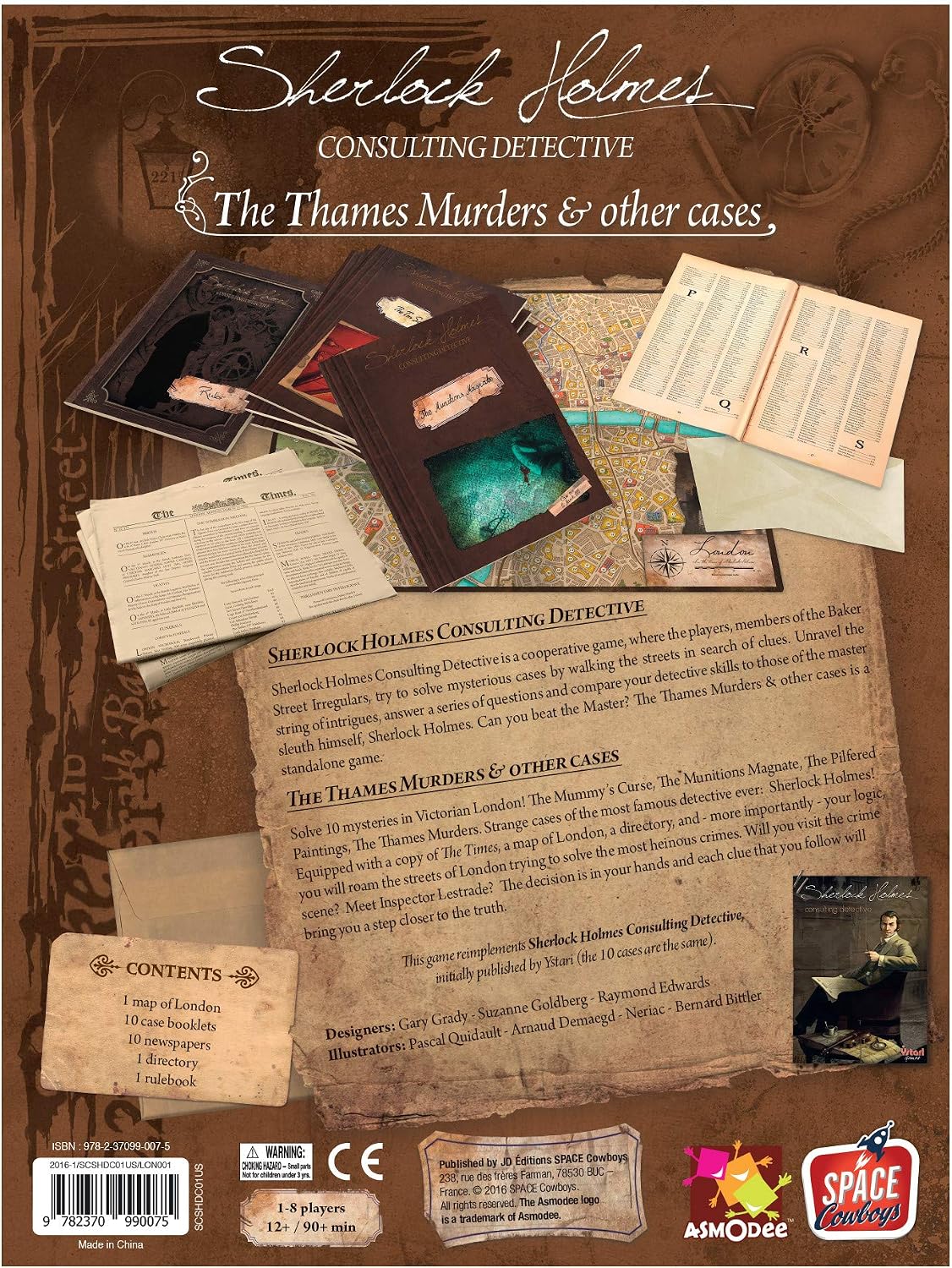Asmodee | Sherlock Holmes Consulting Detective: The Thames Murders And Other Cases | Board Game | Ages 14+ | 1-8 Players | 60-120 Minutes Playing Time
