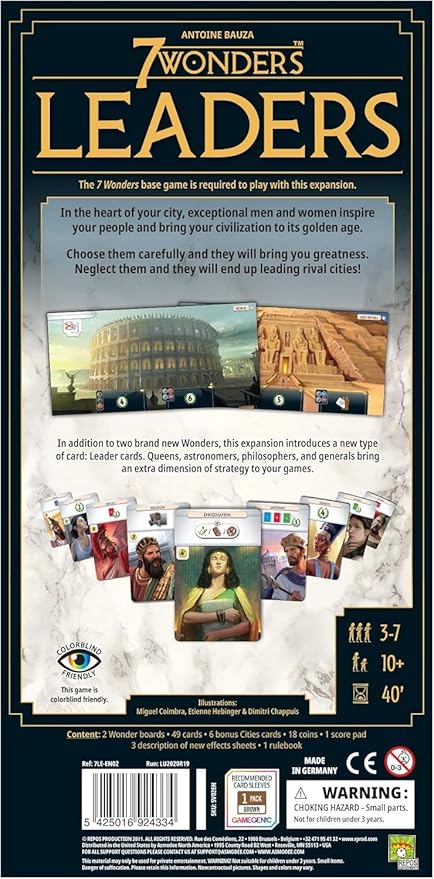 Repos Production, 7 Wonders 2. Edition: Anführer-Erweiterung, Brettspiel, ab 10 Jahren, 3 bis 7 Spieler, Spieldauer 30 Minuten