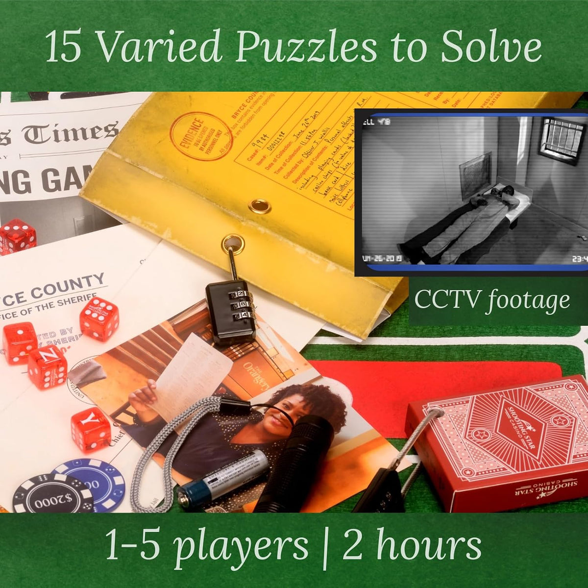 The Vanishing Gambler – Escape Room Game Mystery | Real Casino Props & Padlocks | 18+ Puzzles | Hidden Websites | Resettable | 1–5 Players | Ages 14+ | All Skill Levels | By Henry Lewis