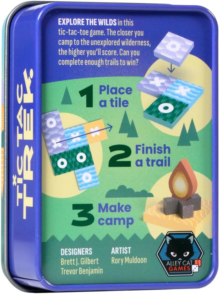 Tic Tac Trek By Alley Cat Games Ages 8+ | 2 Player Game | Tic Tac Toe Exploration Tin Game | Four In A Row Game | Travel Game