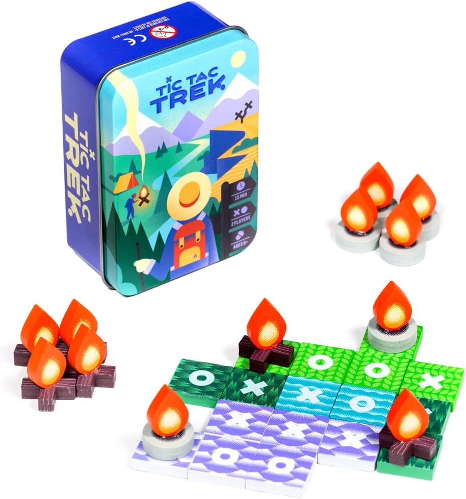 Tic Tac Trek By Alley Cat Games Ages 8+ | 2 Player Game | Tic Tac Toe Exploration Tin Game | Four In A Row Game | Travel Game