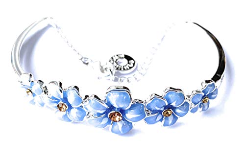 Equilibrium Jewellery Silver Plated Forget Me Not Flower Pretty Bangle Bracelet Gift Boxed - A Beautiful Gift for Your Loved Ones