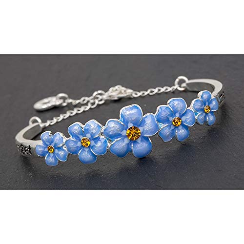 Equilibrium Jewellery Silver Plated Forget Me Not Flower Pretty Bangle Bracelet Gift Boxed - A Beautiful Gift for Your Loved Ones