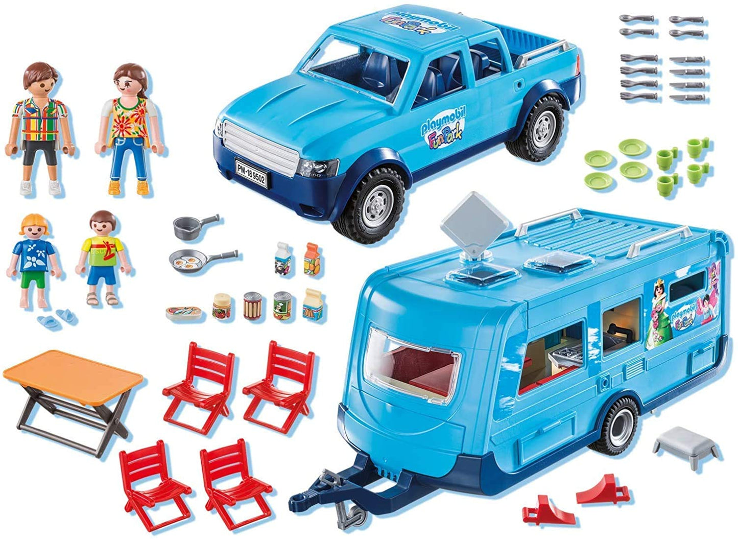 Playmobil 9502 FunPark Holiday Pickup with Camper Caravan and Truck