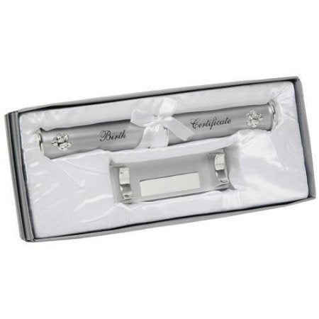Silver Plated Birth Certificate Holder and Stand - The Perfect Christening Gift